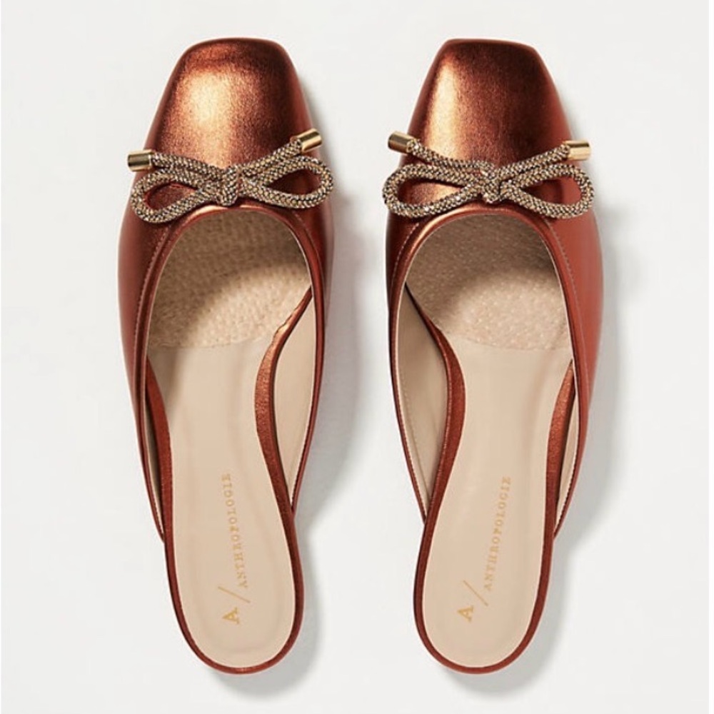 Anthropologie Ballet Mule Flat w/Metallic Bow